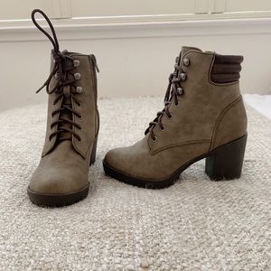 Grey military platform ankle booties